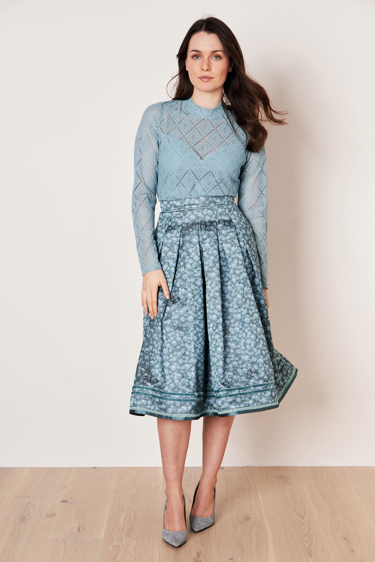 Trachten rok Candela (70cm) in turquoise in de Krüger Dirndl Online Shop