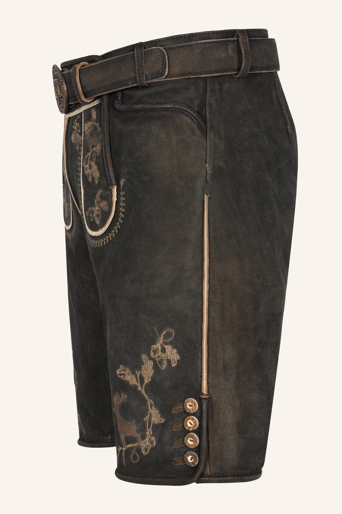 Lederhose Nero met riem