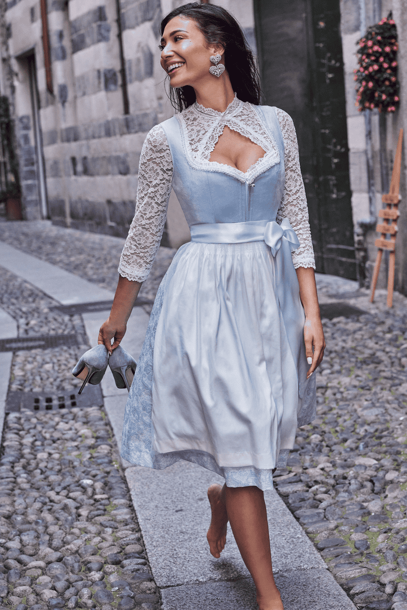 Chemisier Dirndl Juliana Sans épaule - Blanc 100% Coton, Décolleté Ajustable, Pour Robe Traditionnelle