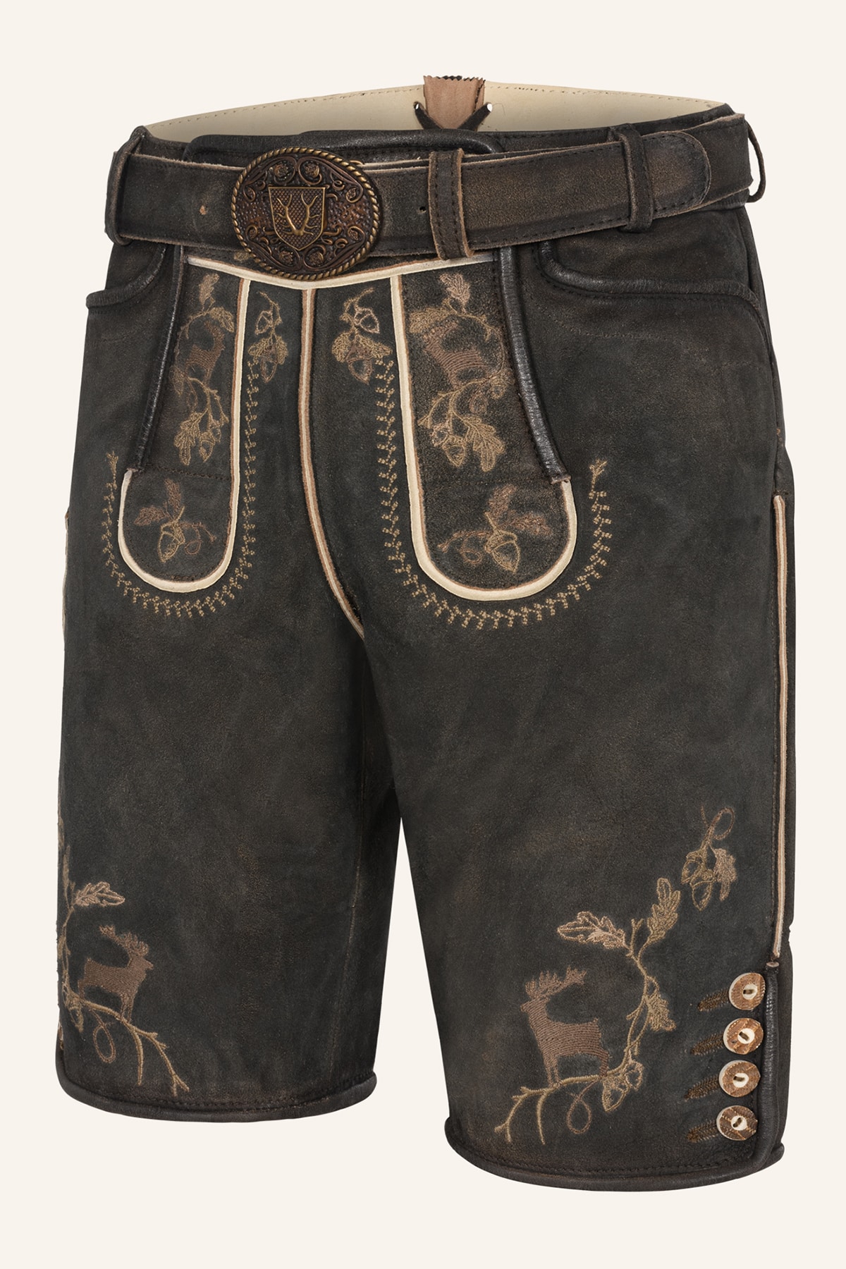 Lederhose Nero met riem