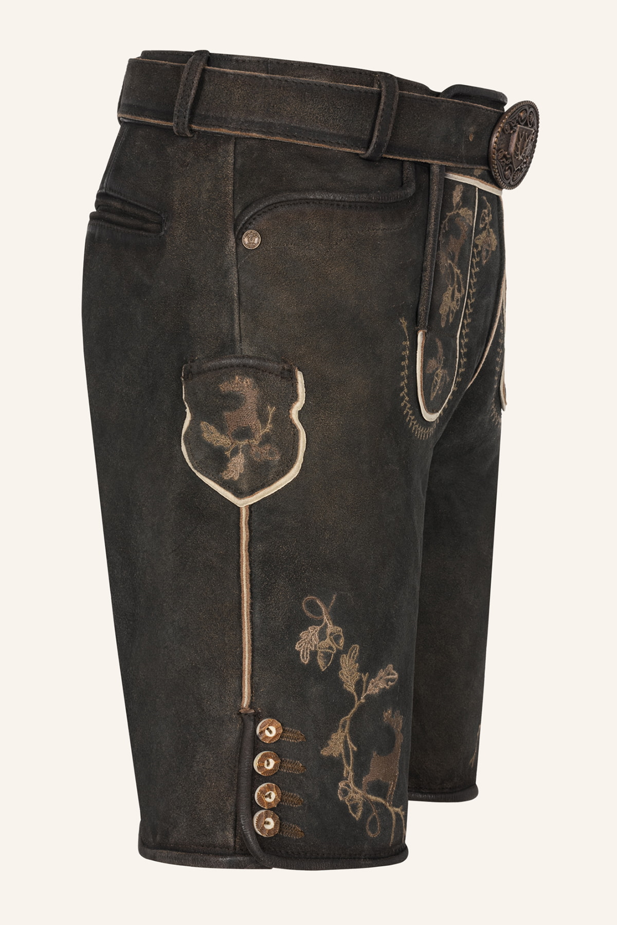 Lederhose Nero met riem
