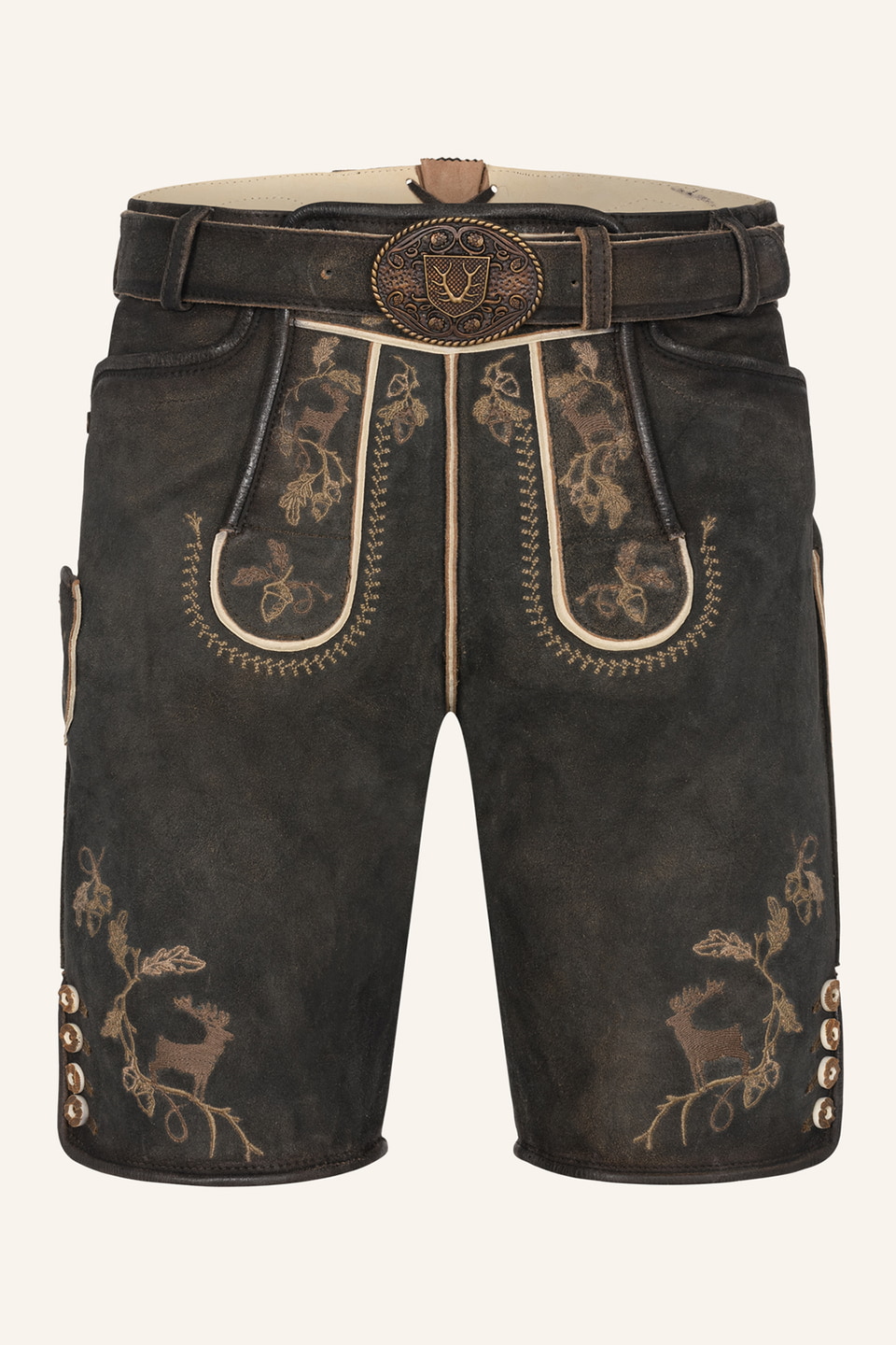Lederhose Nero met riem